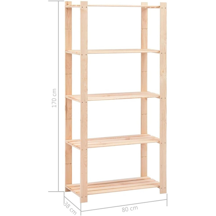 Полиця для зберігання з масиву сосни, 5 полиць, 250 кг, підвальна полиця, дерев&39яна полиця, вставна полиця, 1 полиця