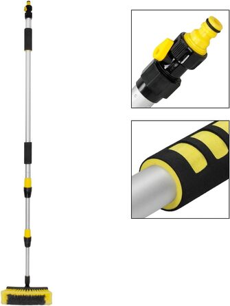 Німеччина Щітка для миття автомобілів з телескопічною ручкою, що висувається на 130-300 см, з вимикачем, м'яка щетина, алюмінієва