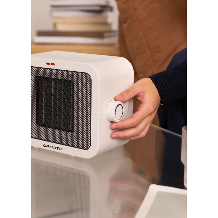 Керамічний радіатор білий/Портативний, термостат, 2 рівні потужності, PTC-обігрів, захист від перегріву, WARM BOX 1500 Вт кремово-білий