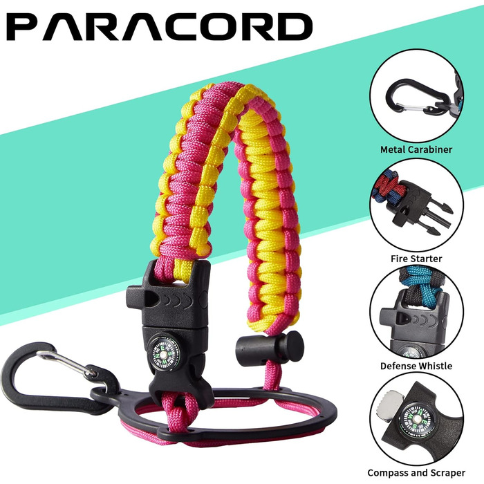 Пляшка для води з нержавіючої сталі об'ємом 1,8 л - з паракордовою ручкою, соломинкою та кришкою з автоматичним відкриванням, напл