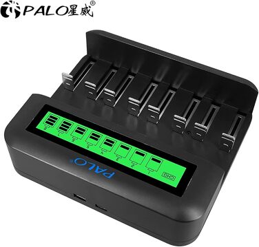 Зарядний пристрій CITYORK для акумуляторів AA AAA CD NI-MH/NI-Cd з входом Micro-USB та Type-C - швидке заряджання, автоматичне виявлення, функція захисту від перезаряджання (зовнішній вигляд може відрізнятися)