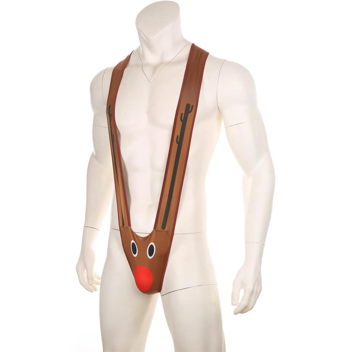 Чоловічий стрінг RSLOVE Borat Style, з новорічним оленем, еластичний, M