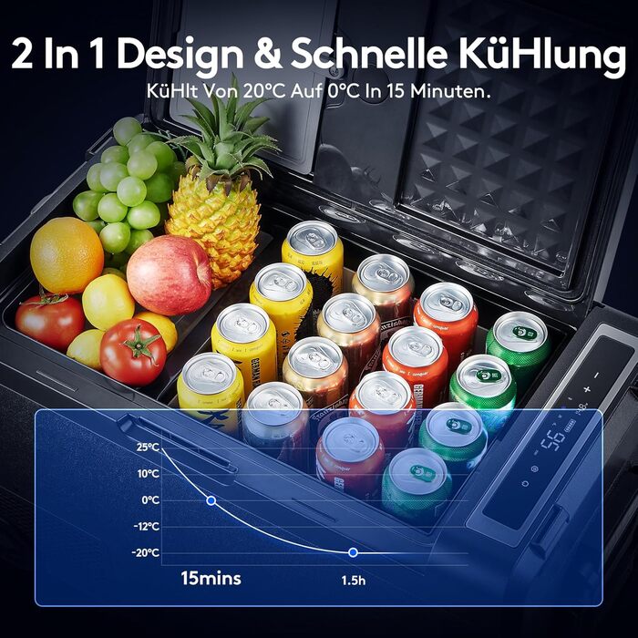 Компресор Cool Box 48L, 12/24V і 100-240V Cool Box електричний -20C до 20C, Cool Box автомобільний з підключенням USB, надійний ко