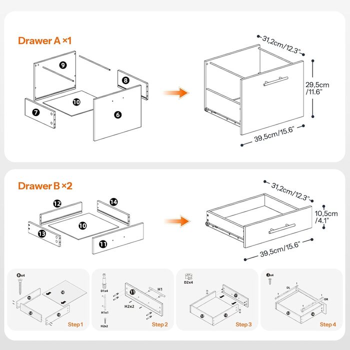 Шафа для файлів HOOBRO на колесах, шафа для документів на колесах з 3 шухлядами, мобільна офісна шафа з підвісними відділеннями для файлів, офісна, темно-коричневий та чорний EBF02WJ01G1 темно-коричневий, чорний