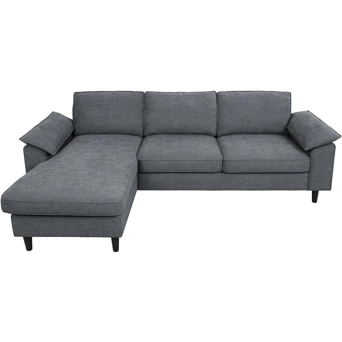 Комплект диванів Mendler HWC-O71, кутовий диван, L-подібний, зона відпочинку ліва/права, тканина/текстиль, дерево, 84x229x140 см - темно-сірий