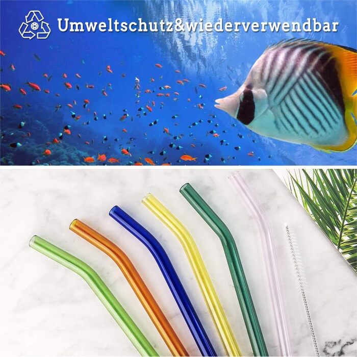 Предметів скляні соломинки кольорові багаторазові - Коктейль із широких скляних соломинок - різнокольорові скляні соломинки - здор