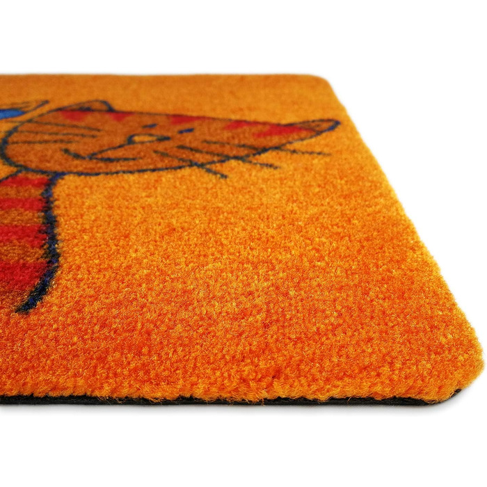 Килимок для котів 50 x 70 см помаранчевий - Килимок для дверей з котами - Нековзний та миється - Килимок для бруду для використання в приміщенні та на вулиці з цікавим дизайном 50 x 70 см (прямокутний) помаранчевий