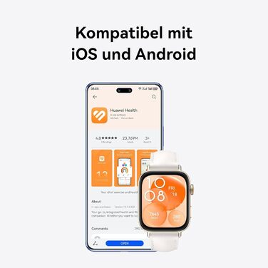 Розумний годинник HUAWEI Watch FIT 3, 1,82-дюймовий AMOLED-дисплей, дзвінки через Bluetooth, до 10 днів роботи від акумулятора, сумісний з iOS та Android, керування здоров&39ям та фітнесом, GPS, 6 місяців розширеної гарантії, чорний