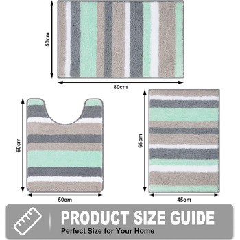 Комплект килимків для ванної Pauwer Soft, 3 шт., мікрофібра, нековзні, водопоглинаючі килимки для ванної, можна прати в пральній машині, килимок для ванни та туалету для душу, ванни та туалету (зелений) зелений 50 x 80 см 45 x 65 см 50 x 60 см