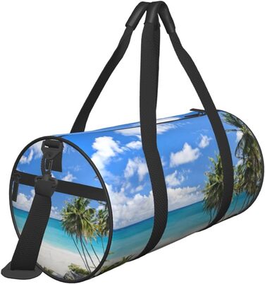 Спортивна сумка / Дорожня сумка, біла, з пляжним принтом, сумка на нічліг, чорна, універсальний розмір, сумка для подорожей