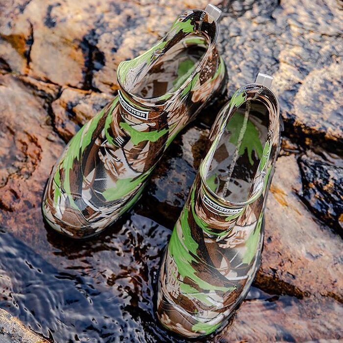 Водонепроникні гумові чоботи Pangolin для чоловіків та жінок, камуфляжні садові чоботи без шнурівки, легкі дощовики з нековзною підошвою, короткі черевики для риболовлі, кемпінгу, зелені, EU 43