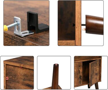 Книжкова шафа VASAGLE у сільському стилі, 3 яруси, з дверцятами, для книг, фотографій, декор у вітальні, офісі, бібліотеці, стиль середини століття модерн, коричневий LBC09BX