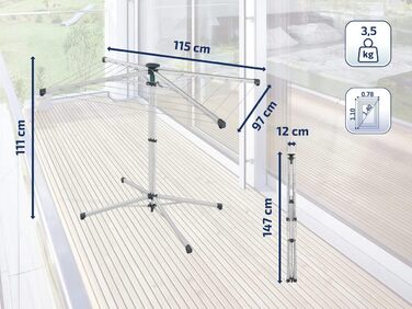 Сушарка Leifheit LinoPop-Up 140, що стоїть, ротаційна сушарка для білизни з чотирма плечима, компактна сушарка, що стоїть, автоном