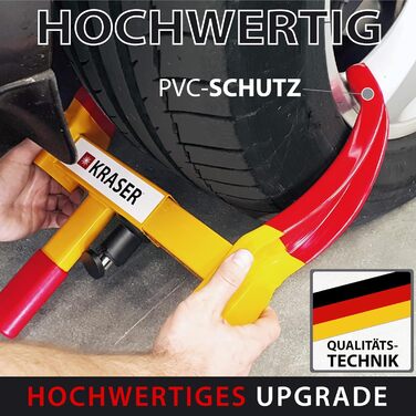 Іммобілайзер Кіготь колеса Кіготь шини, Паркувальний кіготь Протиугінний пристрій для колісних затискачів, універсальний, регульований для автомобілів, караванів, причепів, захист ПВХ, блокування проти свердління, червоний/жовтий, 820