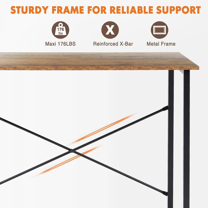 Комп&39ютерний стіл Sweetcrispy, 81,3 см, для студентів, дітей, навчання, письма, з гачком для навушників та сумкою для зберігання, сучасний, простий, для ПК, для дому, спальні, стіл, 32 дюйми, рустикальний коричневий