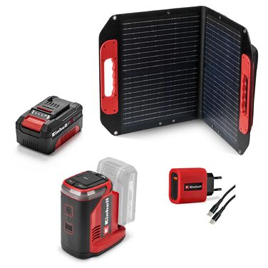 Акумуляторна енергостанція Einhell TE-ES 18/150/1 Li-C PXC (18 В, інвертор, роз'єми 230 В та 12 В, USB-A та USB-C PD, функція зарядки, в комплекті акумулятор PXC 4.0 Аг, сонячна панель, швидкий USB-зарядний пристрій)