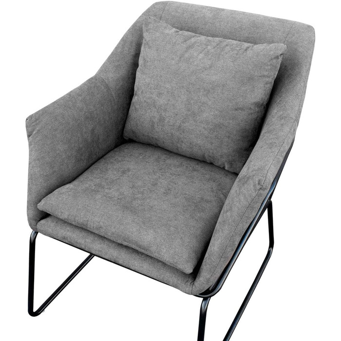 Крісло SVITA Josie, м&39яке крісло для дому з підлокітниками, металевий каркас, тканинний чохол, сучасний одномісний диван, світло-сірий, світло-сіра тканина