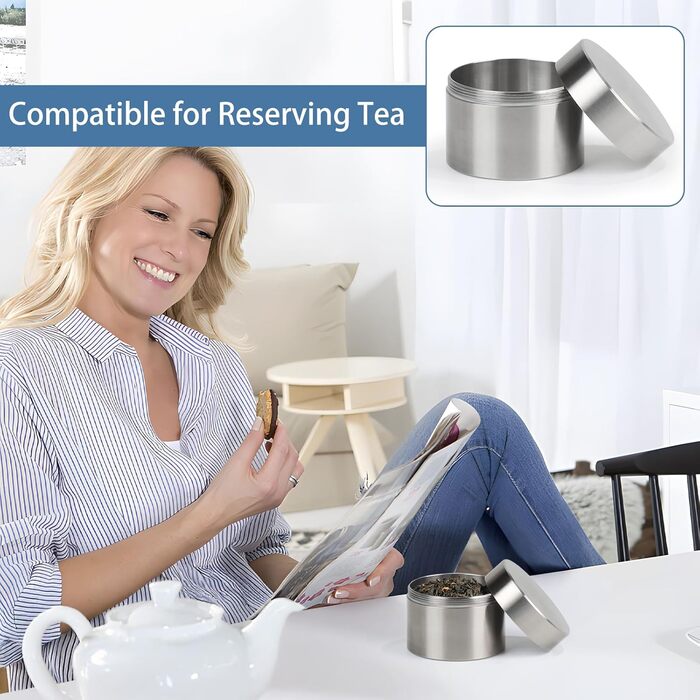 Герметична коробка Lalago 50 мл з нержавіючої сталі, бляшанка для чаю з нержавіючої сталі, коробка для таблеток, каністра для чайного листя, бляшанка для кави, портативна міні-коробка, портативна міні-коробка для ділових поїздок, подорожей, домашнього офі