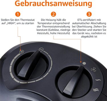 Керамічний паркувальний обігрівач Storeo Basics, 1800 Вт, з регульованим термостатом - чорний, без коливань