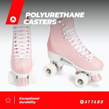 Жіночі роликові ковзани ATTABO Serena, розмір 36-41 EU, регульований розмір, алюмінієві ковзани ABEC-3, шкіряний верх, захист пальців, безпечне гальмування, точна посадка, колеса 82A, 39