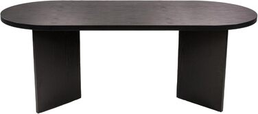 Обідній стіл SAM Ovi 204 x 90 см Деревина чорного кольору Стільниця товщиною 40 мм V-подібні ніжки Овальний обідній стіл з прямими краями Дерев&39яний обідній стіл Дерев&39яний обідній стіл 204 x 90 см Чорний