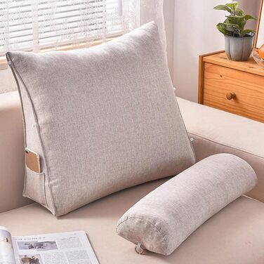 Подушка для спинки дивана, трикутна подушка для дивана, велика клиноподібна подушка для дивана, трикутна подушка для узголів&39я ліжка, подушка для читання з регульованою опорою для шиї, знімний чохол, який можна прати (6 x 45x45 см)