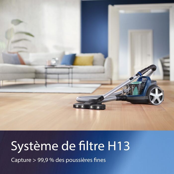 Пилосос без мішка PHILIPS серії 5000 - компактний, потужність всмоктування 900 Вт, PowerCyclone 7, світлодіодна насадка TriActive,