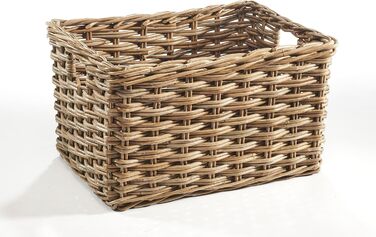 Прямокутний ротанговий кошик Kobolo, сірий колір Kubu, розмір L, 537x30 см, кошик для зберігання та декору, екологічний, універсальний, ідеально підходить для вітальні, дитячої кімнати, кухні, ванної кімнати, для іграшок та організації простору