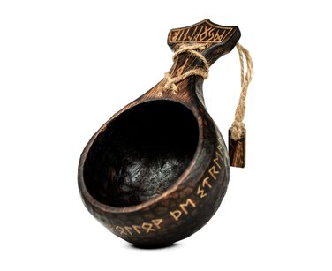 Традиційна чашка Кукса, 340 мл, унікальний глечик ручної роботи, легкий, міцний, середньовічний стиль, сільський дерев&39яний кухоль, кемпінговий кухоль, екологічно чистий