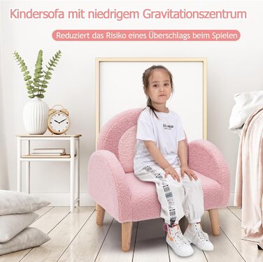 Дитяче крісло COSTWAY для малюків, м&39який дитячий диван зі спинкою, дитячий диван/дитяче крісло для дитячої кімнати, ігрової кімнати та дитячого садка, 51 x 42 x 51 см (рожевий) рожевий диван-крісло