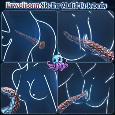 Фалоімітатор Tagnaff Tentacle XXL, силікон, 33 см, присоска, рельєф щупалець, синьо-фіолетовий