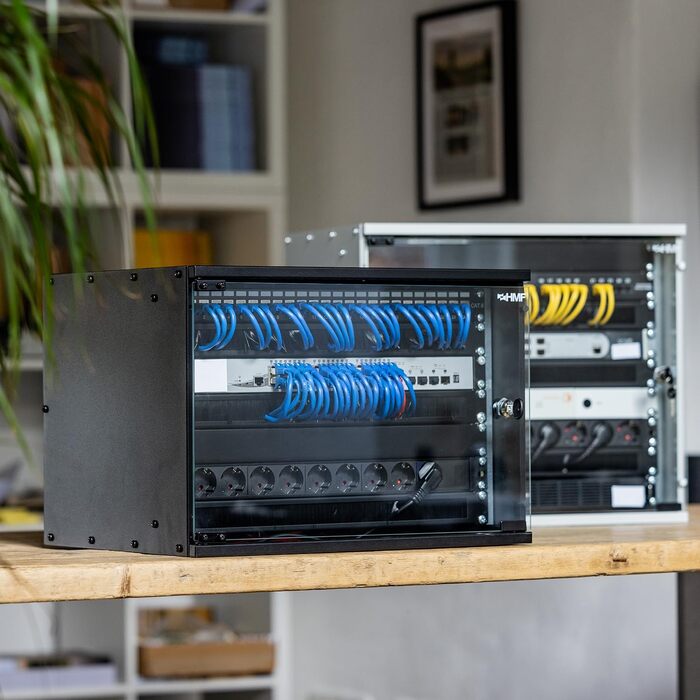 Мережева шафа HMF 65704-02, серверна шафа 19 дюймів 4U Глибина 400 мм скляні двері чорний 4U чорний