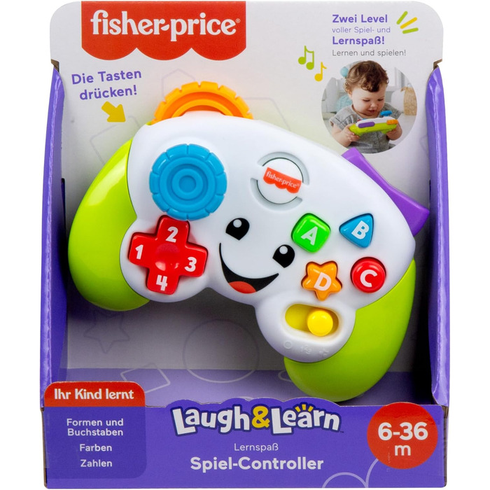 Розважальний ігровий контролер Fisher-Price Learning для немовлят і малюків зеленого кольору, манекен для відеоігор із функцією му