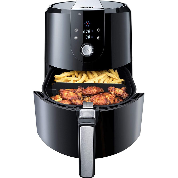 Аерофритюрниця Steba HF 5000 XL, 5.2 л, антипригарне покриття, функція підігріву, 7 автопрограм, 1800 Вт, чорна