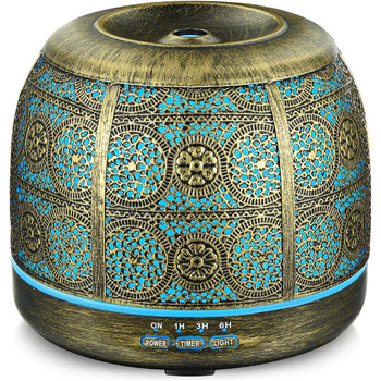 РОЗПРОДАЖ Ароматичний дифузор оновленої версії, 500 мл металевий ароматерапевтичний дифузор для ефірних масел, 7 кольорових ароматичних ламп, старовинний зволожувач повітря з дифузором для дитини, домашнього офісу або йоги