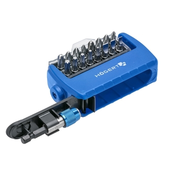 Набір біт з бітотримачем, 17 шт. HOEGERT SL/PH/TORX/PZ (HT1S401)