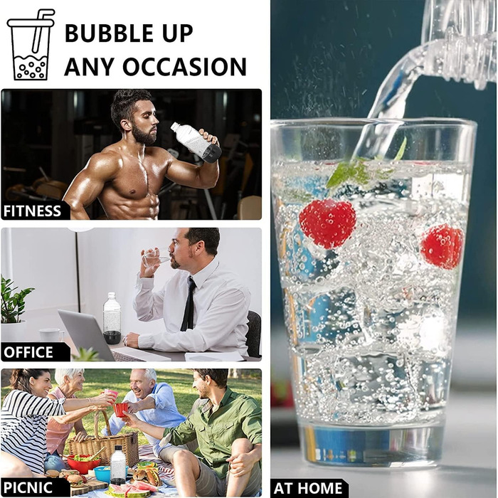 Пляшки для виробництва газованої води Mycket, 2 пляшки для карбонізації по 1 л, газовані пляшки без BPA, багаторазові пляшки для газованої води PET, змінні пляшки для машини для газованої води, чорнийбілий 2 шт.