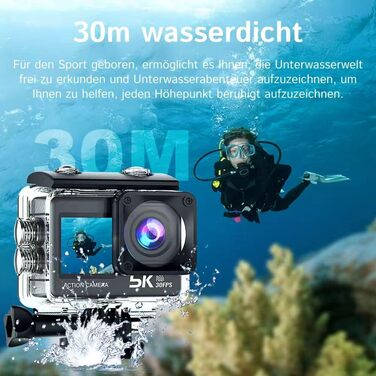 Підводна камера Matrodive 5k Ultra HD - Опануйте техніки глибоководної зйомки. Екшн-камера із сенсорним екраном C1-5K - Ідеально підходить для екстремальних видів спорту та пригод. 6*4*2 см Чорний колір