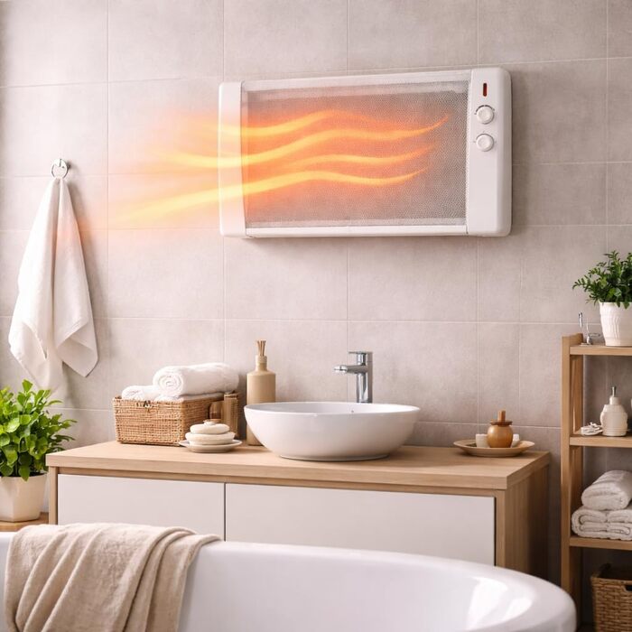 Інфрачервоний обігрівач Syntrox Germany 2400 Вт / Радіаційний обігрівач мобільний електричний обігрівач з термостатом та 4 режимами нагріву, тихий та безпиловий, окремостоячий пристрій з колесами та настінним кріпленням