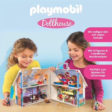 Ляльковий будиночок Іграшка для дітей віком від 4 років Ляльковий будиночок з ручкою, який можна взяти з собою 70985