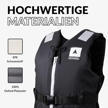 Рятувальний жилет NOARD 5 розмірів Black Edition 25-120 кг EN ISO 12402-5 CE (50 N) Жилет із міцного пінопласту чорного кольору 30-50 кг