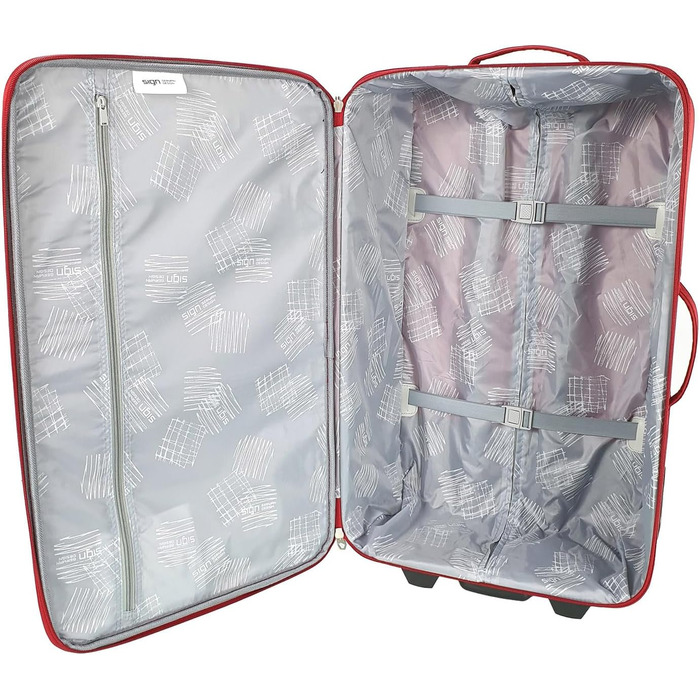 Дорожня валіза-візок SIGN Fabric Suitcase з коліщатками (ручна поклажа, середня, велика, дуже велика) (червона, ручна поклажа (51 см)) Ручна поклажа (51 см) червона