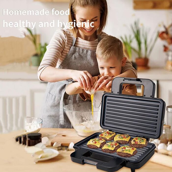 Контактний гриль SOKANY SK-227 1000 Вт, антипригарне покриття, прохолодна сенсорна ручка, автоматичний контроль температури, світлові індикатори, тостер для сендвічів, панінімейкер, електричний гриль