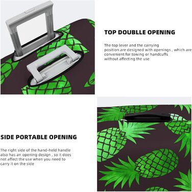 Чохол для валізи Ананасове мистецтво, міцний захист для багажу, підходить для валіз розміром 45.7 - 81.3 см, розмір XL, чорний, екстра-великий