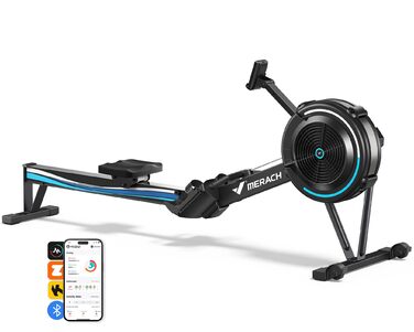 Повітряний гребний тренажер MERACH для домашнього використання, 10 регульованих рівнів з ексклюзивним додатком, професійний гребний тренажер для приміщень, ергономічне комфортне сидіння, легке зберігання