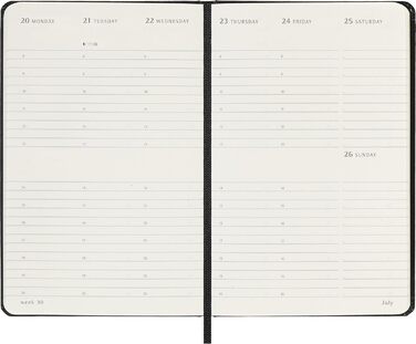 Щотижневий планер Moleskine, вертикальний щотижневий календар 2026 (12 місяців), тверда обкладинка з еластичною застібкою, чорний, кишеньковий розмір 9x14 см