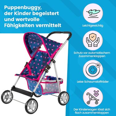 Коляска для ляльок Kinderplay лялькова коляска-баггі, коляска - дитяча іграшка, лялькова коляска для ляльок, сучасна, KP0280T Navy