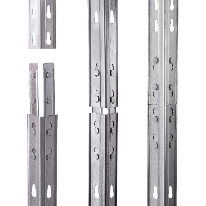 Посилений стелаж Rivet, комплект з 3 шт. , зі сталевими сітчастими полицями, 180 x 120 x 45 см (В x Ш x Г), вантажопідйомність 250 кг на полицю, оцинкований. Безболтовий стелаж, металевий стелаж, стелаж для підвалу, стелаж для зберігання, стелаж для майст