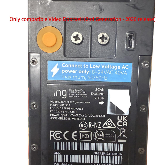 Сонячний зарядний пристрій для відеодзвінка Ring (2-го покоління версія 2020 року), білий (чорний)