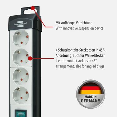 Х розетковий подовжувач (багаторозеткова розетка з вимикачем і кабелем довжиною 5 м - розташування розеток під кутом 45, зроблено